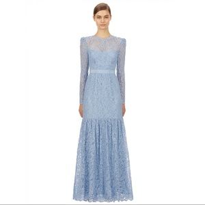 SELF-PORTRAIT BLUE FINE CORDED LACE MAXI DRESS NWT